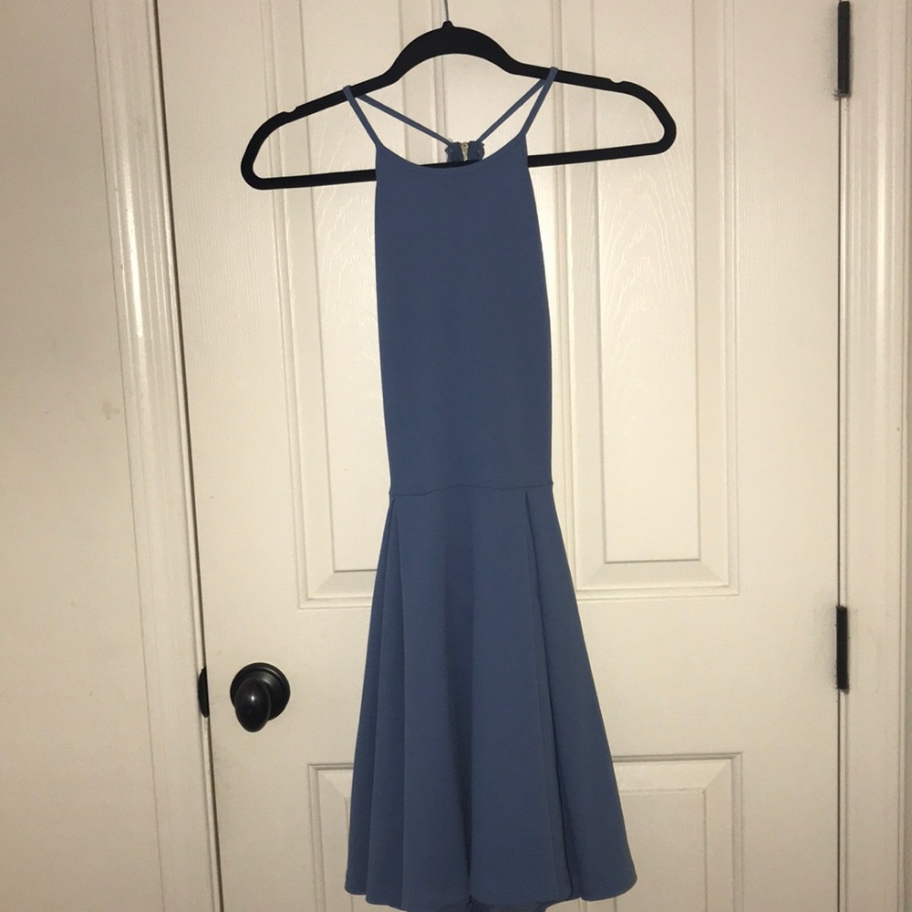 Windsor Blue Open Back Mini Dress
